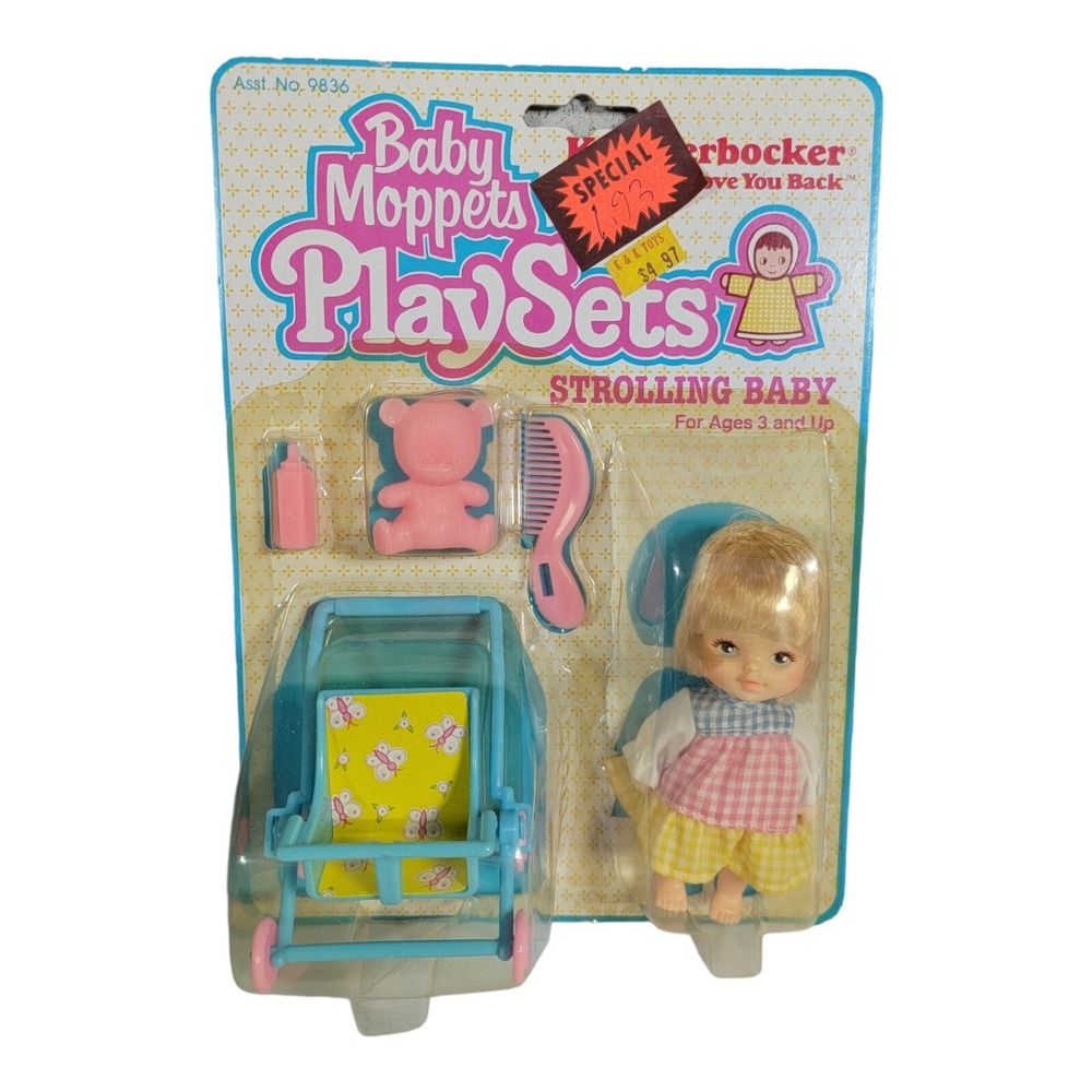Vintage 1981 Knickerbocker Baby‎ Moppets Feeding Baby Play set Sealed